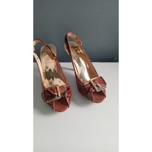Michael Kors Shoes - Michael Kors Slingback Heels Snakeskin Peep Toe Stiletto Pumps‎